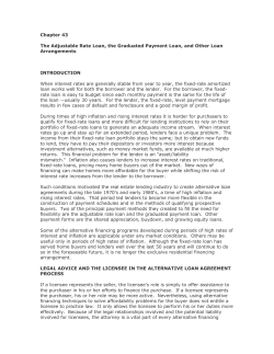 Chapter 43 The Adjustable Rate Loan, the Graduated Payment
