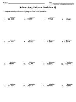 Primary Long Division &ndash; (Worksheet 9)