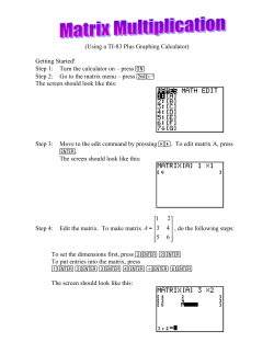 Multiplying Matrices - Kutztown University