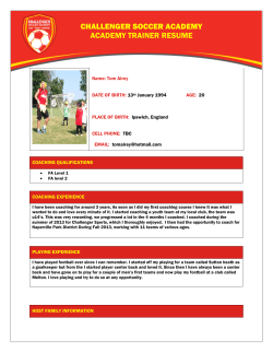challenger soccer academy academy trainer resume
