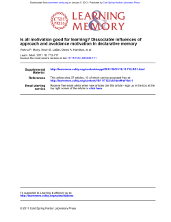 approach and avoidance motivation in declarative memory Is all