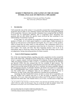 subject pronouns and clitics in the spanish interlanguage of french