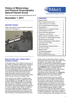 History of Meteorology and Physical Oceanography Special Interest