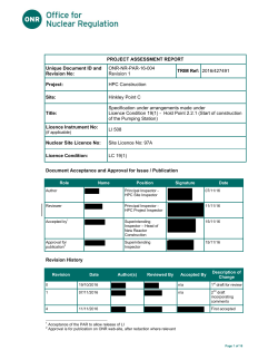 Specification under arrangements made under Licence Condition