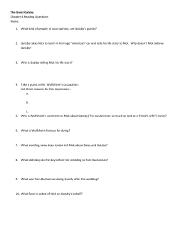 The Great Gatsby Chapter 4 Reading Questions Name: 1. What kind