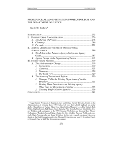 PROSECUTORIAL ADMINISTRATION: PROSECUTOR BIAS AND