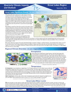 Quarterly Climate Impacts and Outlook Great Lakes Region