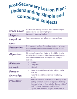 Subject: Length of time: Materials Needed: Pervious Knowledge