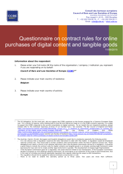 Questionnaire on contract rules for online purchases of