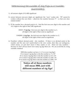 Determining the number of Sig Figs in a Number: SUMMARY: