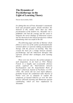 The Dynamics of Psychotherapy in the Light of Learning Theory