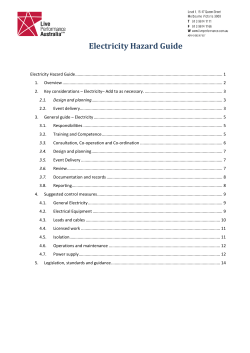 Electricity Hazard Guide - Live Performance Australia