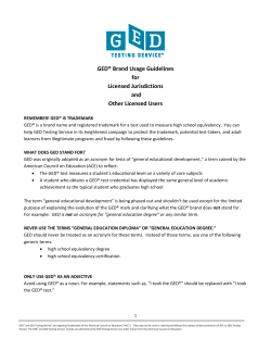 GED&reg; Brand Usage Guidelines for Licensed Jurisdictions and Other
