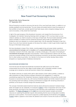 New Fossil Fuel Screening Criteria