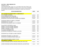 GLUTEN - FREE PRODUCTS Updated 2/23/15 Lowes Foods