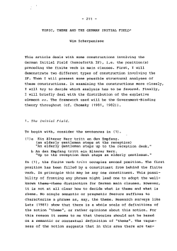 TOPIC, THEME AND THE GERMAN INITIAL FIELD - GAGL