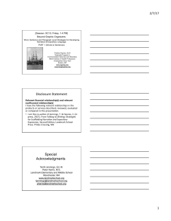 Disclosure Statement Special Acknowledgments