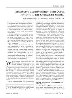 Enhancing Communication with Older Patients in the Outpatient