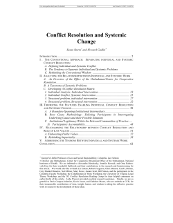 Conflict Resolution and Systemic Change