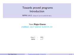 Towards proved programs Introduction - Yann Regis