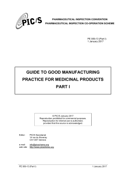 PIC/S GMP Guide (Part I: Basic Requirements for Medicinal Products)