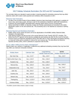 Holiday Schedule Reminders - Blue Cross and Blue Shield of Illinois