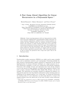 A Fast Jump Ahead Algorithm for Linear Recurrences in a
