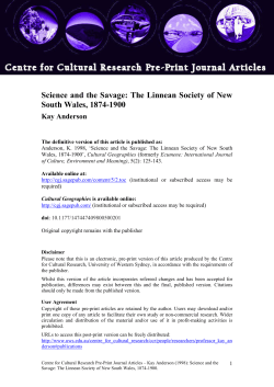 Science and the Savage: The Linnean Society of New South Wales