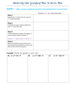 Converting from Standard Form to Vertex Form