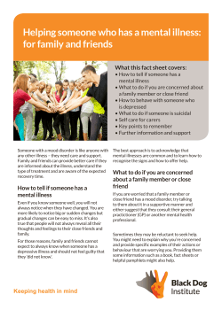 Helping someone who has a mental illness: for