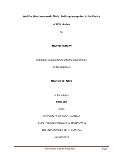 And the Word was made Flesh: Anthropomorphism in the Poetry of