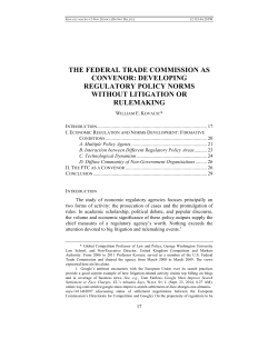 THE FEDERAL TRADE COMMISSION AS CONVENOR