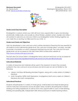 Disclosure Document Kindergarten 2016