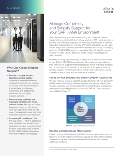 Manage Complexity and Simplify Support for Your SAP HANA