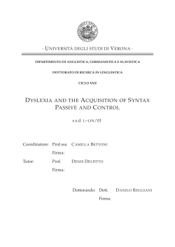 dyslexia and the acquisition of syntax passive and control