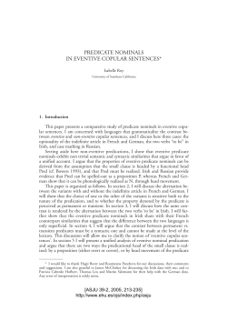 PREDICATE NOMINALS IN EVENTIVE COPULAR SENTENCES*