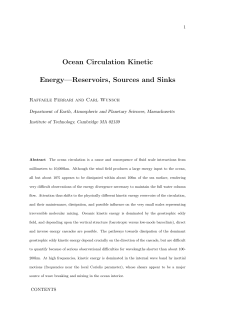 Ocean Circulation Kinetic Energy&mdash;Reservoirs, Sources and