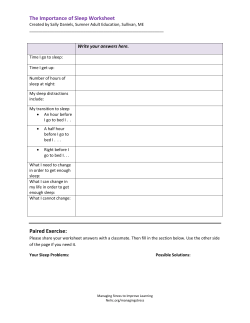 The Importance of Sleep Worksheet Paired Exercise
