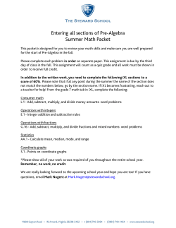 Entering all sections of Pre