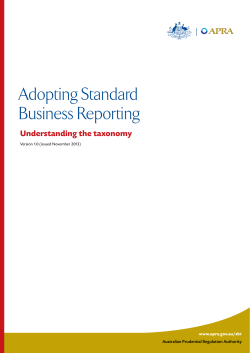 Understanding the taxonomy - Australian Prudential Regulation