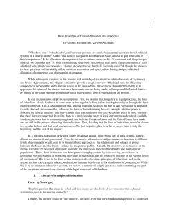 Basic Principles of Federal Allocation of Competence By George