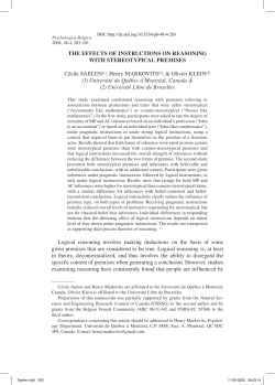 THE EFFECTS OF INSTRUCTIONS ON REASONING WITH