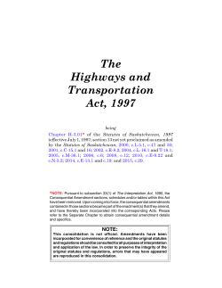 The Highways and Transportation Act, 1997