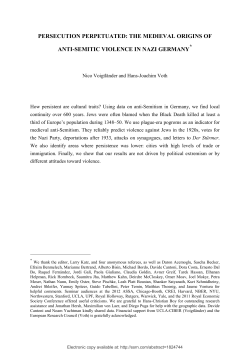 Persecution Perpetuated: Medieval Origins of Anti