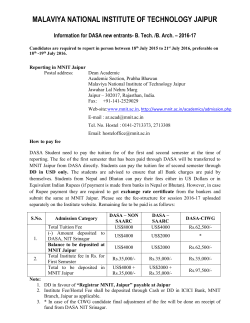 Information for DASA new entrants- B. Tech. /B. Arch.