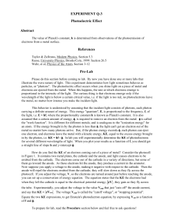 EXPERIMENT Q-3 Photoelectric Effect Abstract References Pre-Lab