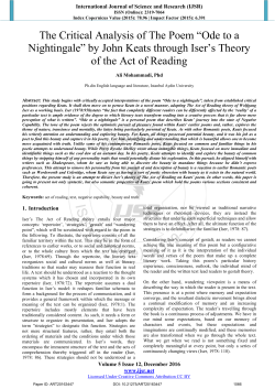 The Critical Analysis of The Poem - International Journal of Science