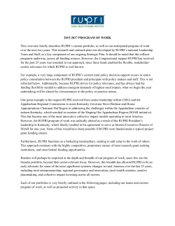 2015-2017 PROGRAM OF WORK This overview briefly describes