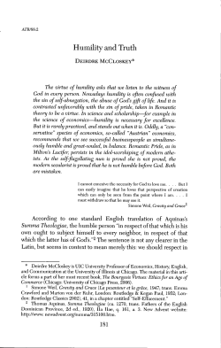 Humility and Truth - Deirdre N. McCloskey