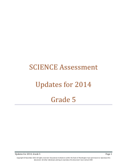 SCIENCE Assessment Updates for 2014 Grade 5